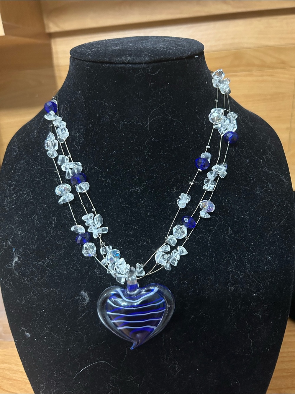 Blue Heart Glass Pendant Necklace - Women Jewelry